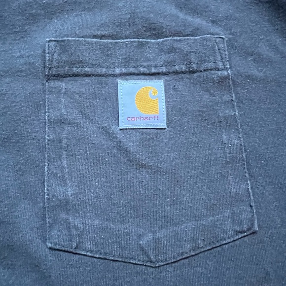 Carhartt Men's Black 100%Cotton Short Sleeve Pocket Crewneck T-Shirt Logo XLT - Picture 4 of 9